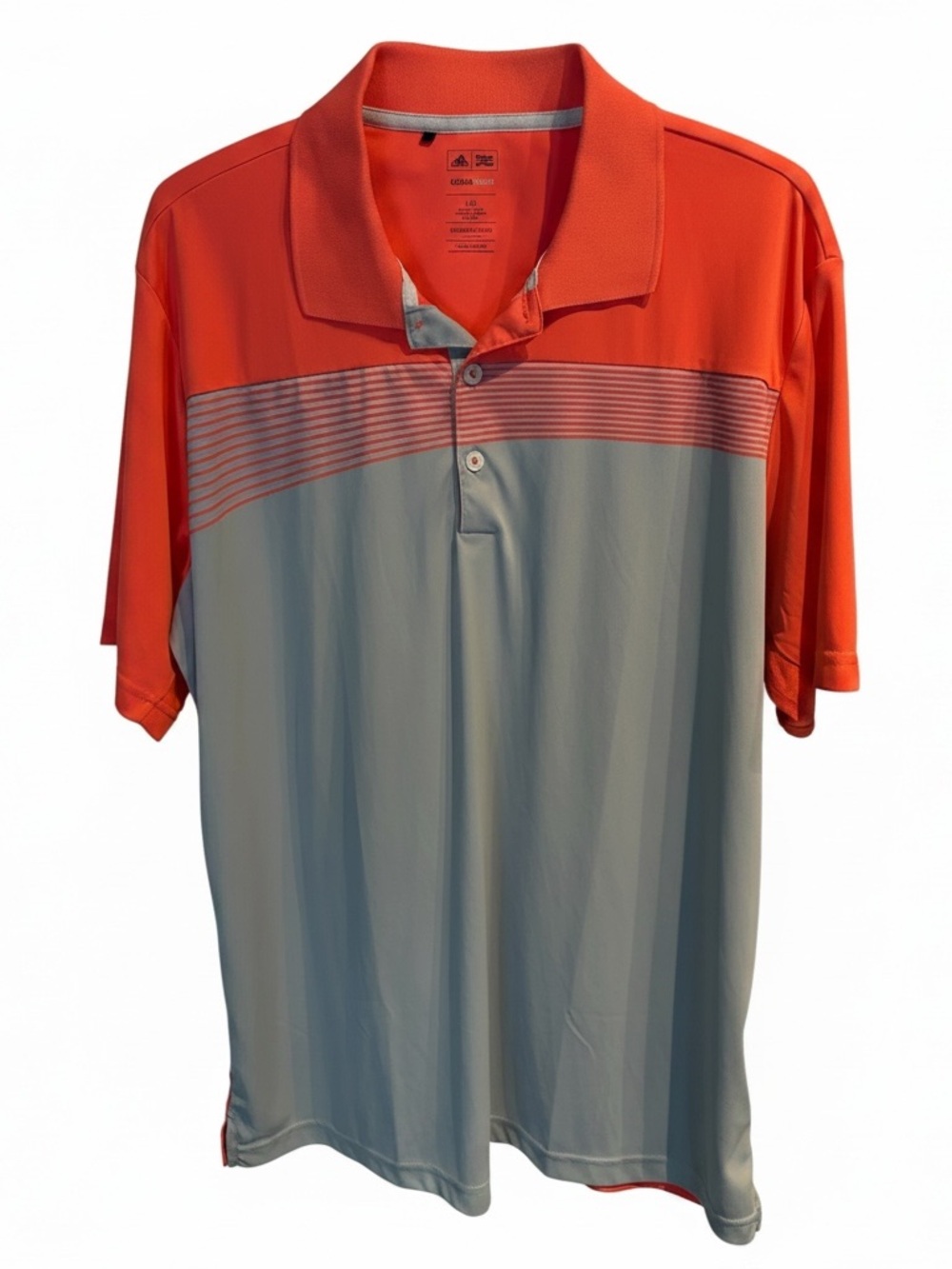 Adidas ClimaCool Men’s Golf Polo – Size L – Coral Pink & Grey